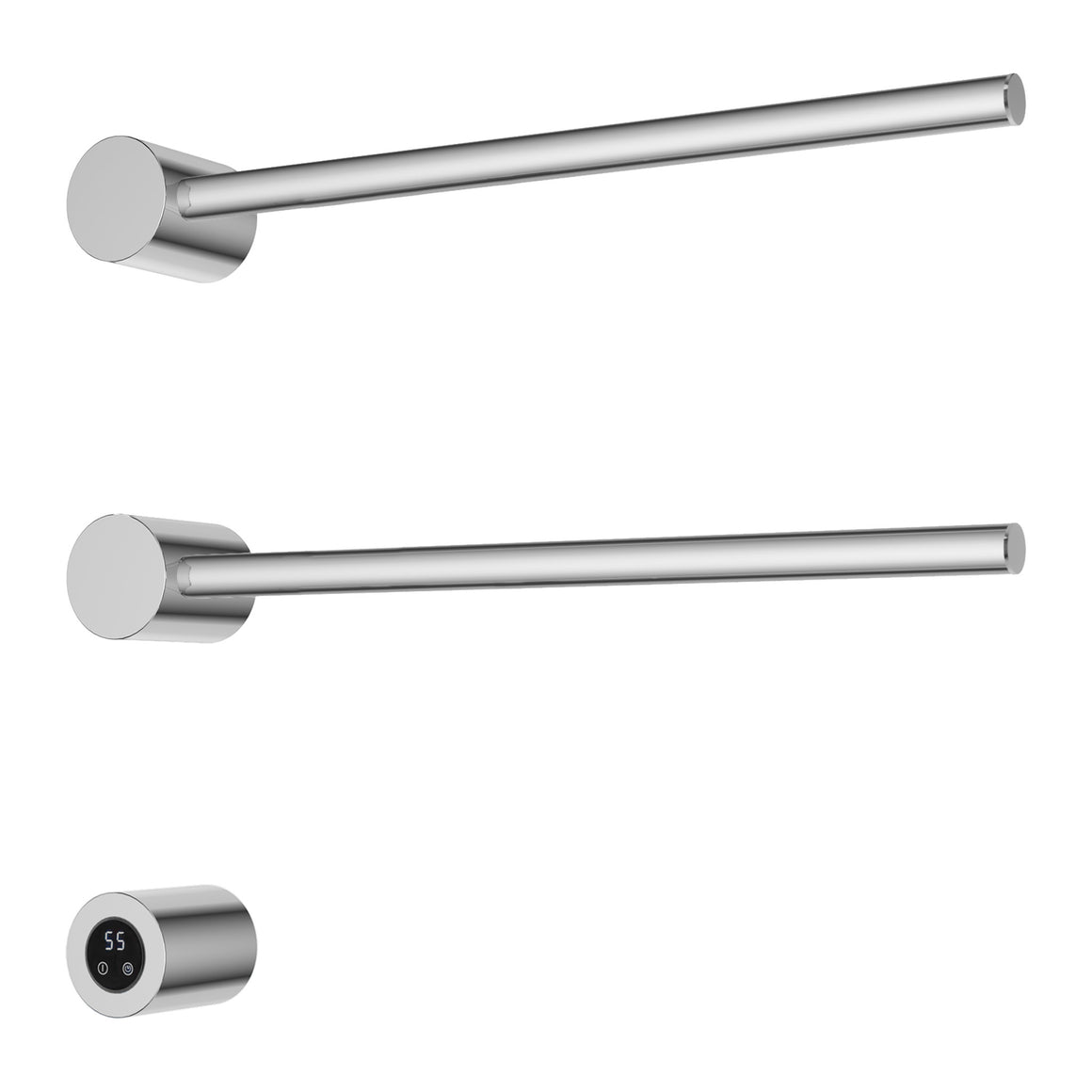 Hotbath &More elektrische handdoekwarmer Round horizontaal 50 cm Chroom 2 rails productfoto