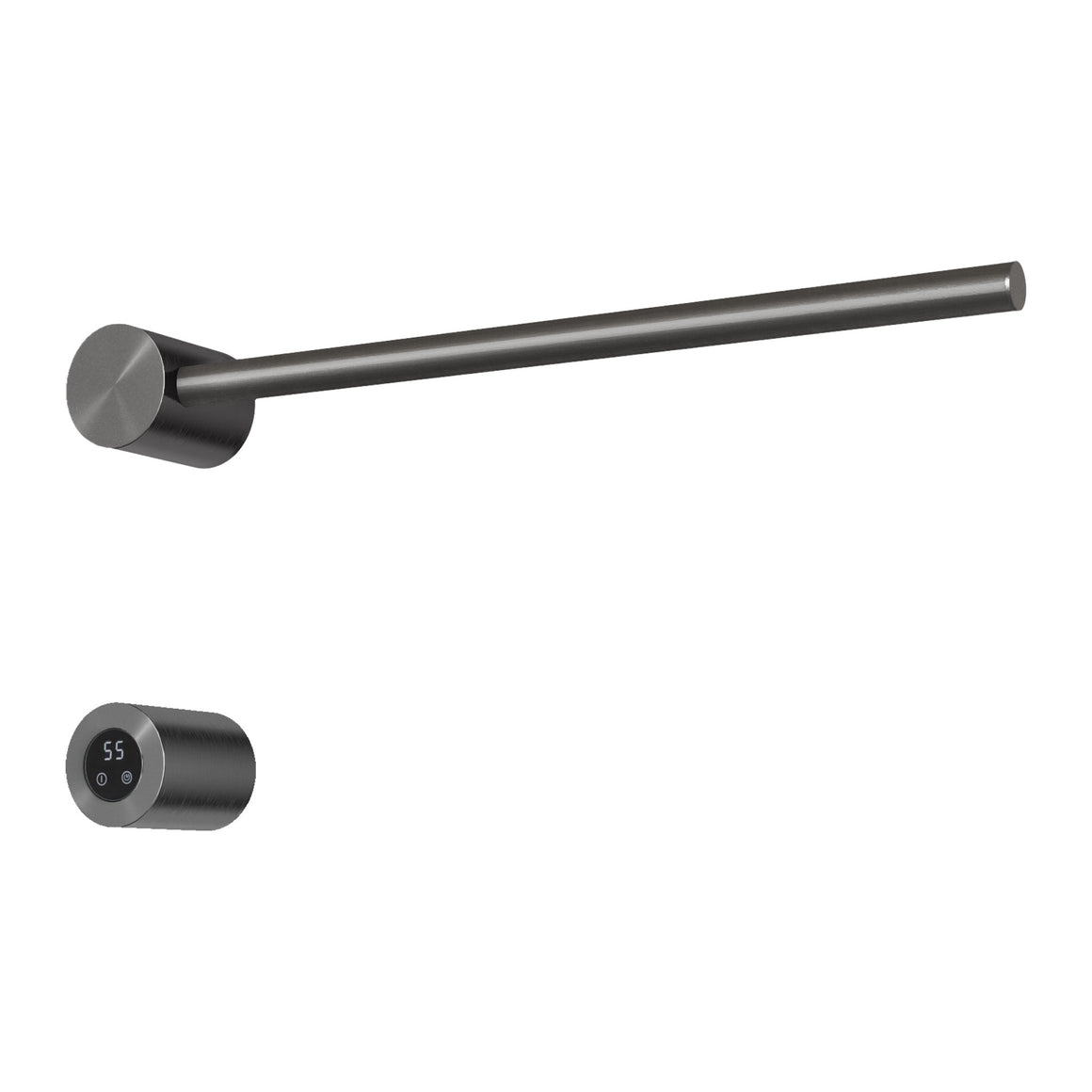 Hotbath &More elektrische handdoekwarmer Round horizontaal 50 cm Geborsteld gunmetal PVD 1 rail productfoto