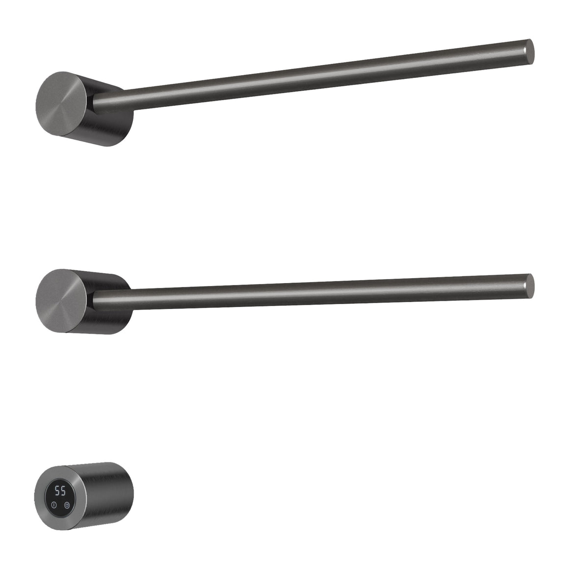 Hotbath &More elektrische handdoekwarmer Round horizontaal 50 cm Geborsteld gunmetal PVD 2 rails productfoto
