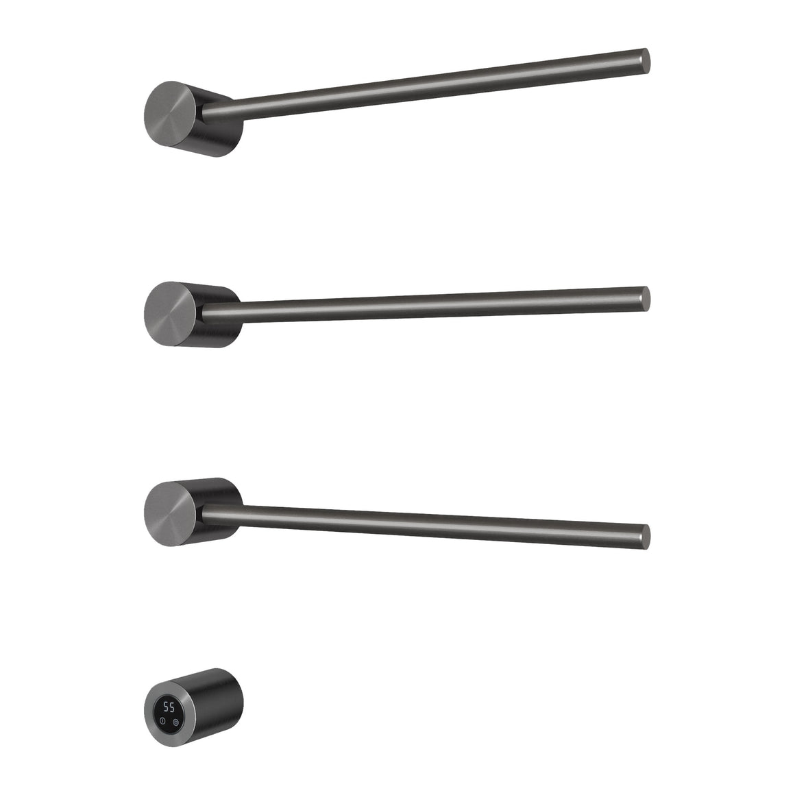 Hotbath &More elektrische handdoekwarmer Round horizontaal 50 cm Geborsteld gunmetal PVD 3 rails productfoto