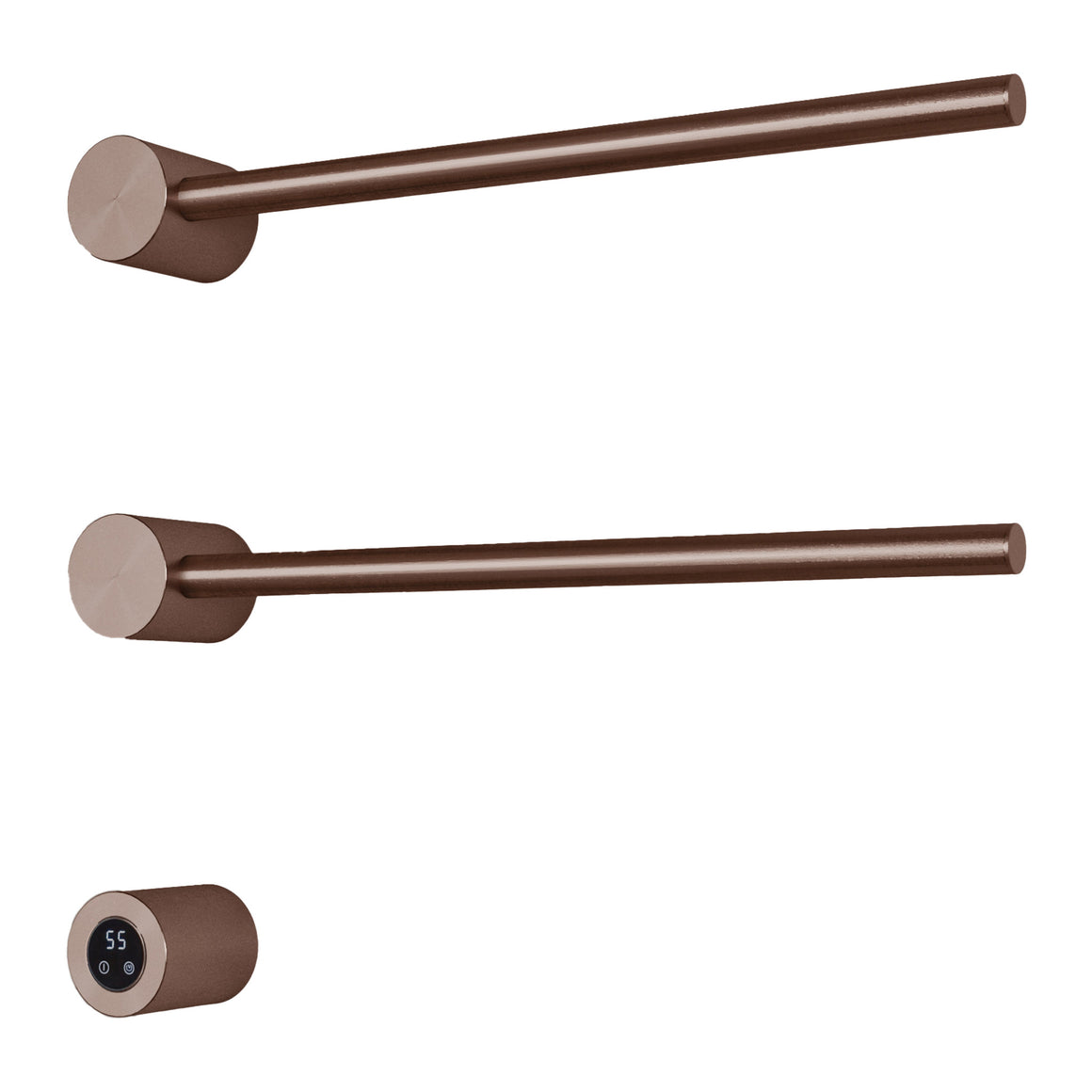 Hotbath &More elektrische handdoekwarmer Round horizontaal 50 cm Geborsteld koper PVD 2 rails productfoto