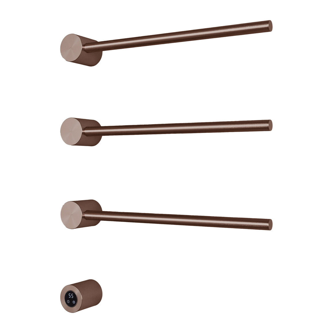 Hotbath &More elektrische handdoekwarmer Round horizontaal 50 cm Geborsteld koper PVD 3 rails productfoto