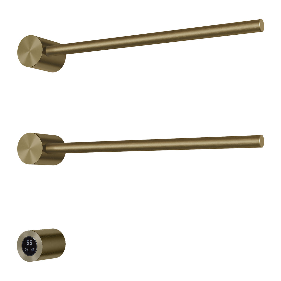 Hotbath &More elektrische handdoekwarmer Round horizontaal 50 cm Geborsteld messing PVD 2 rails productfoto
