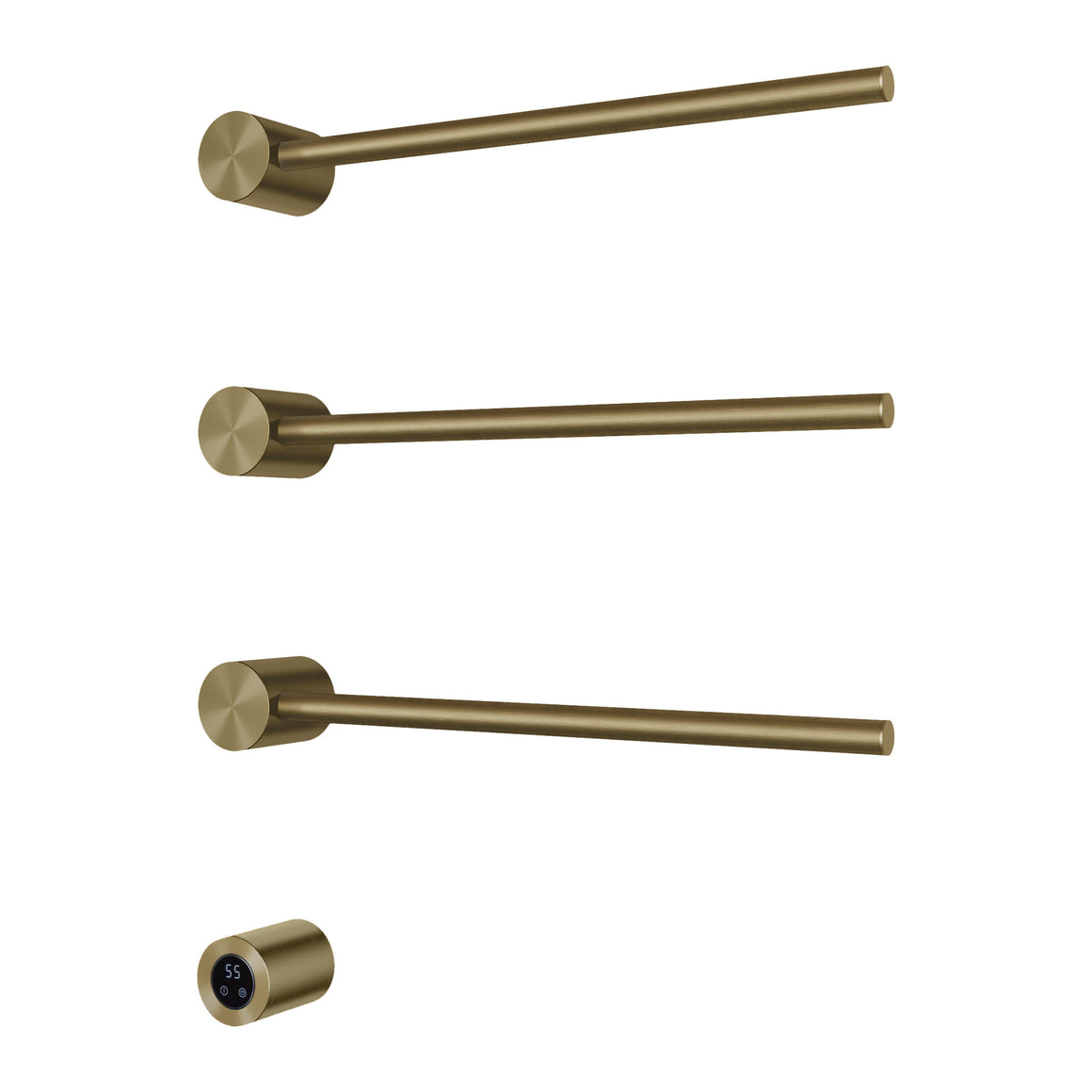 Hotbath &More elektrische handdoekwarmer Round horizontaal 50 cm Geborsteld messing PVD 3 rails productfoto