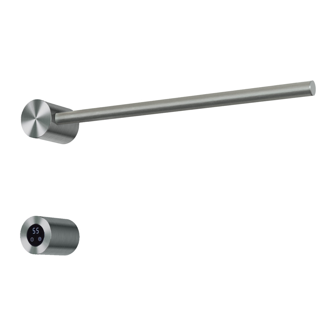 Hotbath &More elektrische handdoekwarmer Round horizontaal 50 cm Geborsteld nikkel 1 rail productfoto