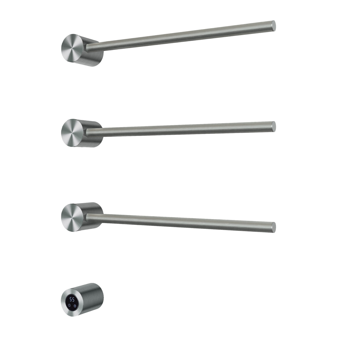 Hotbath &More elektrische handdoekwarmer Round horizontaal 50 cm Geborsteld nikkel 3 rails productfoto