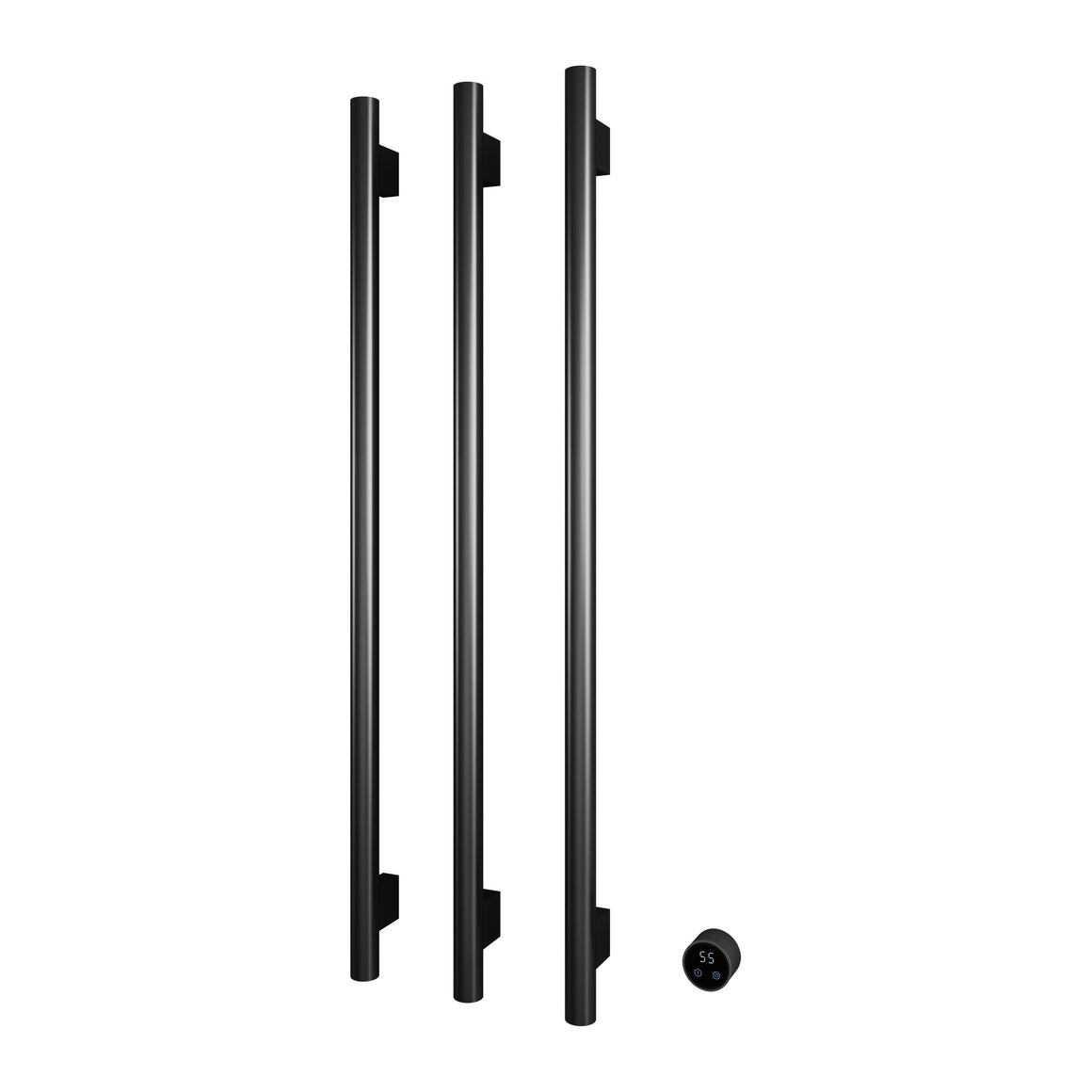Hotbath &More elektrische handdoekwarmer Round verticaal 135 cm Geborsteld gunmetal PVD 3 rails productfoto