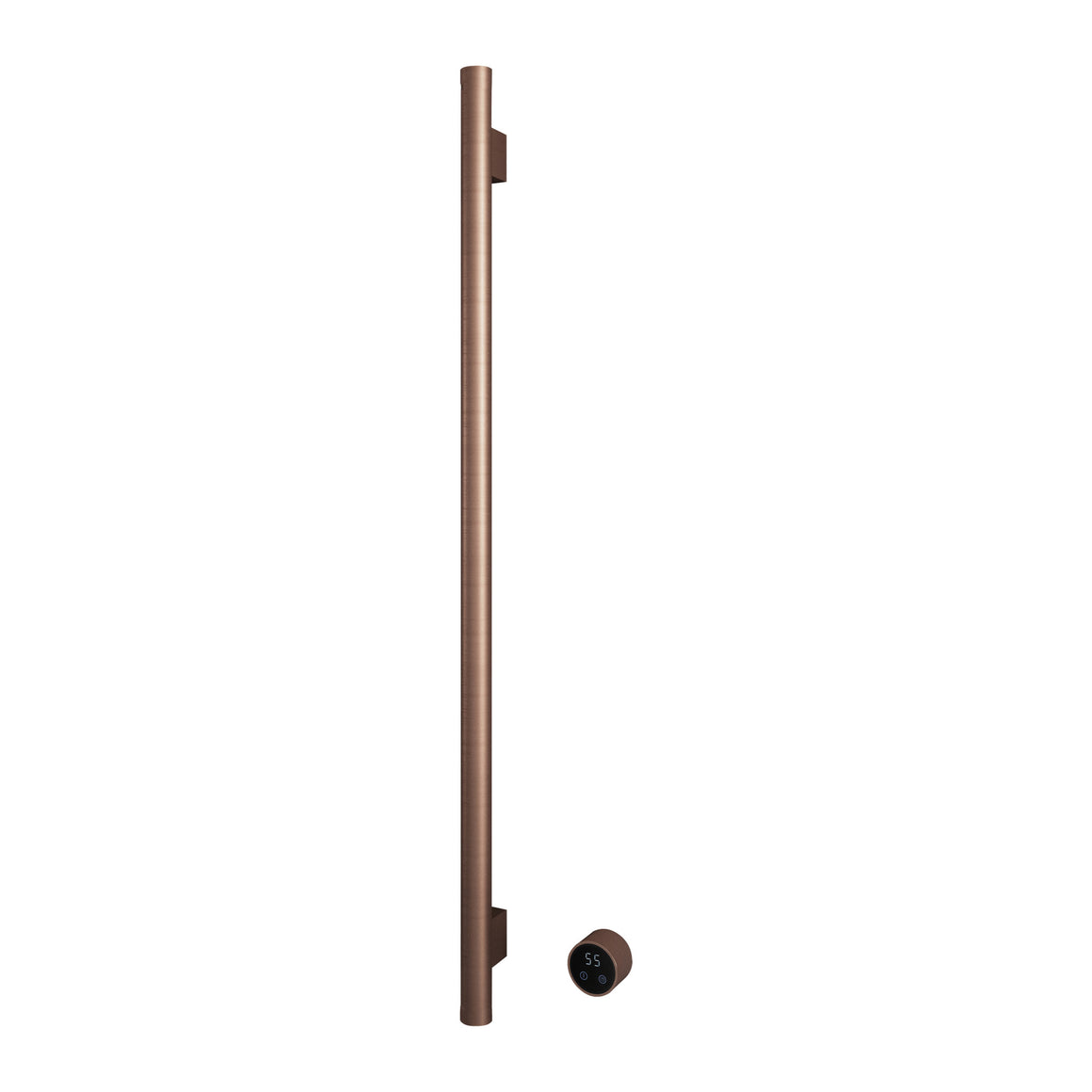 Hotbath &More elektrische handdoekwarmer Round verticaal 135 cm Geborsteld koper PVD 1 rail productfoto