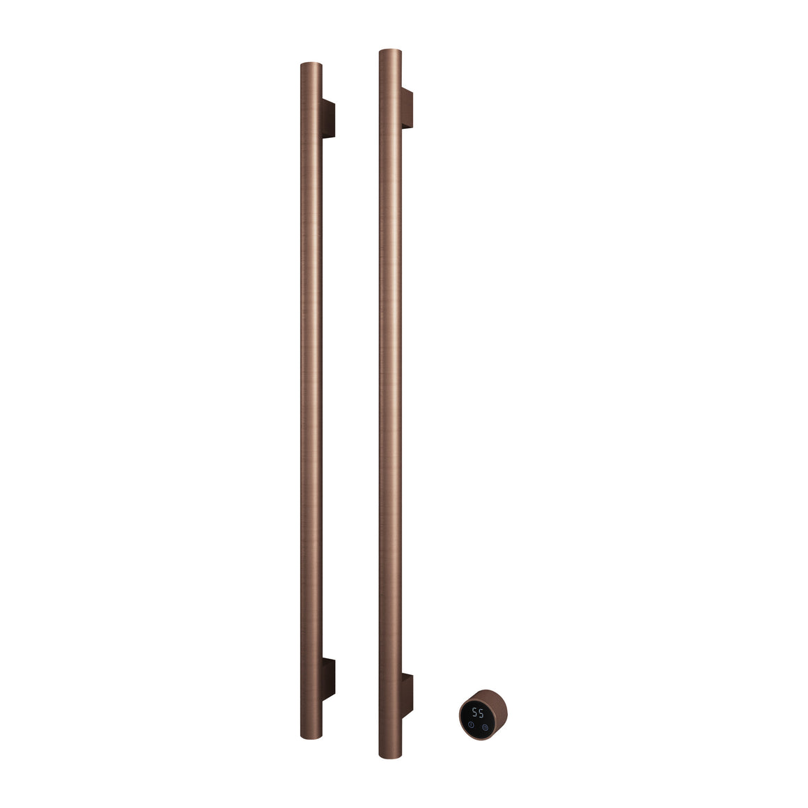 Hotbath &More elektrische handdoekwarmer Round verticaal 135 cm Geborsteld koper PVD 2 rails productfoto