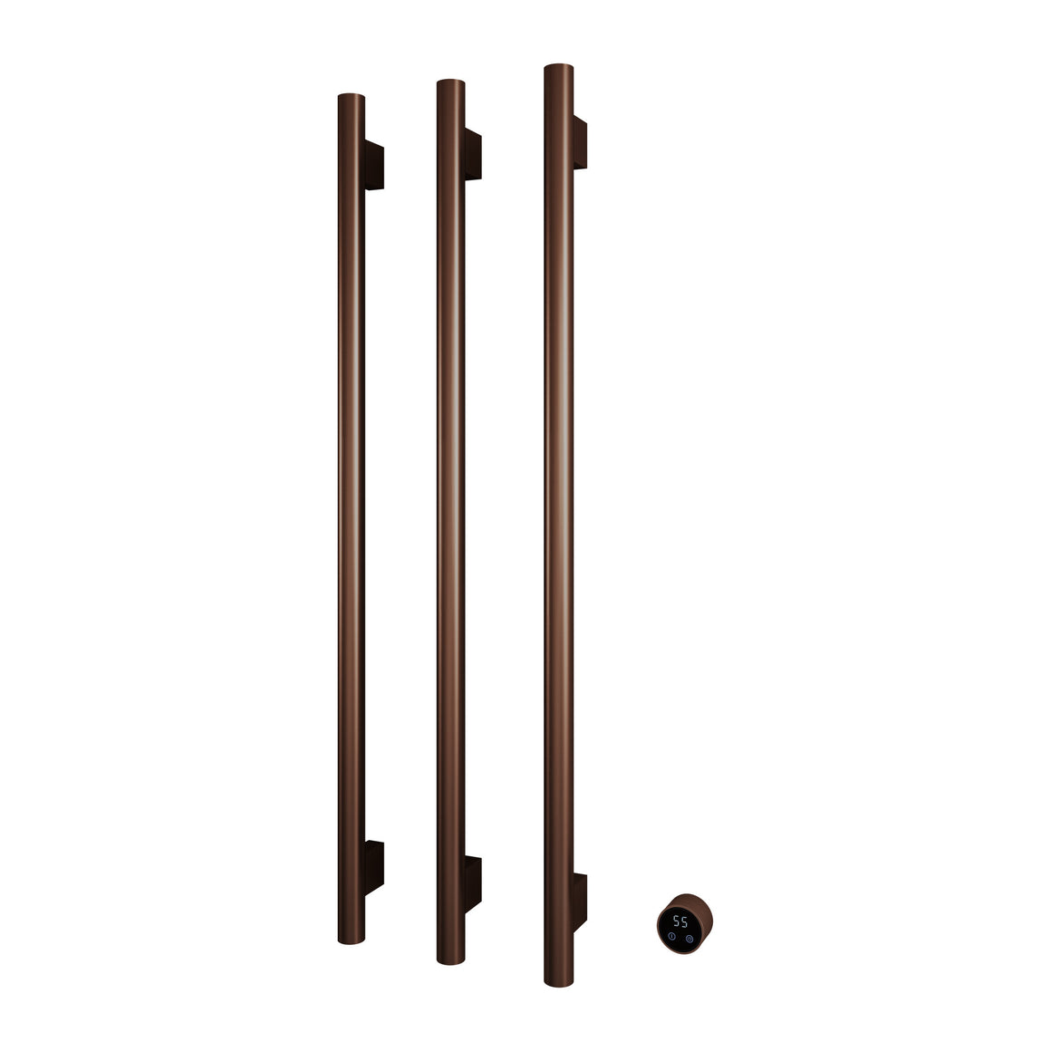 Hotbath &More elektrische handdoekwarmer Round verticaal 135 cm Geborsteld koper PVD 3 rails productfoto