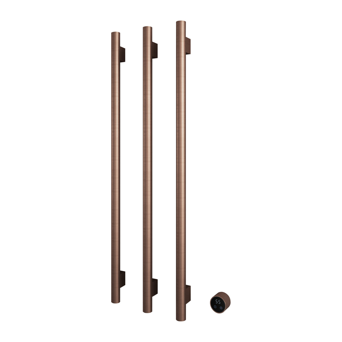 Hotbath &More elektrische handdoekwarmer Round verticaal 135 cm Geborsteld koper PVD 3 rails productfoto