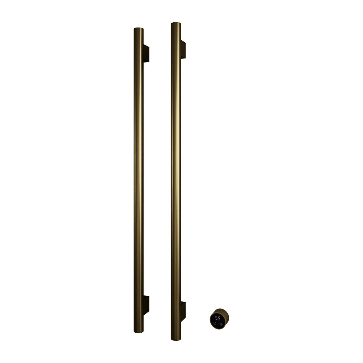 Hotbath &More elektrische handdoekwarmer Round verticaal 135 cm Geborsteld messing PVD 2 rails productfoto