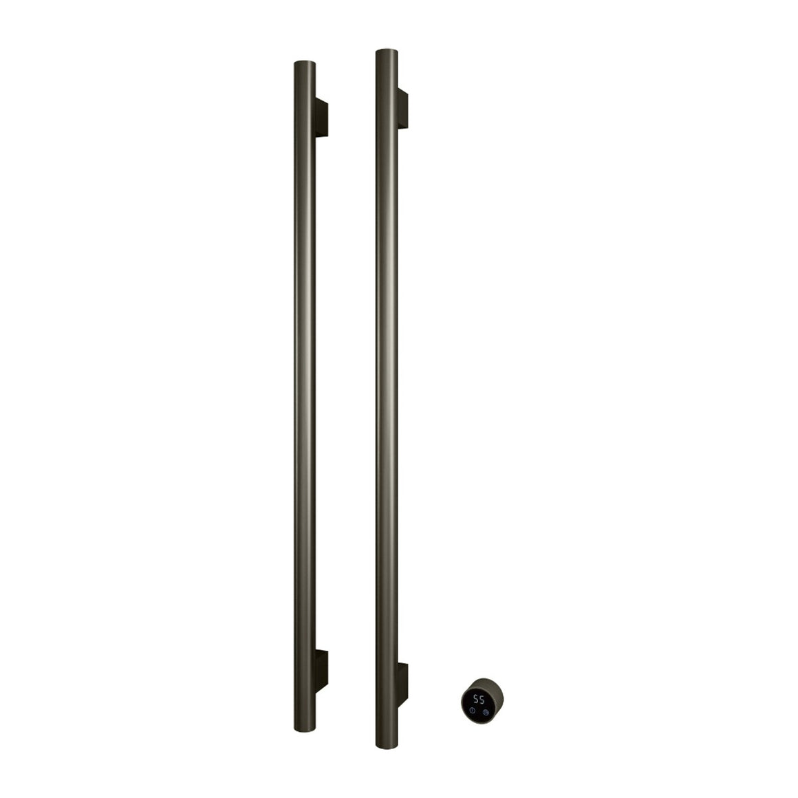 Hotbath &More elektrische handdoekwarmer Round verticaal 135 cm Geborsteld nikkel 2 rails productfoto