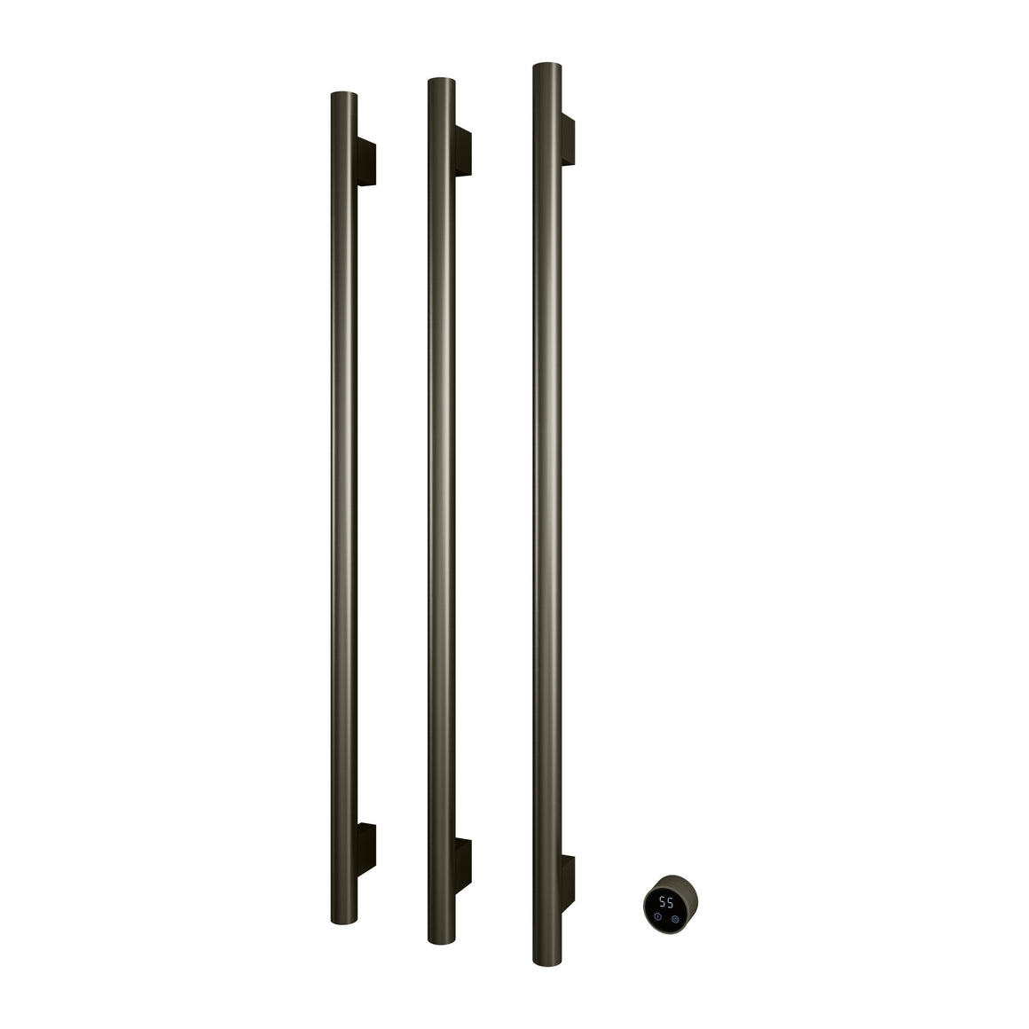 Hotbath &More elektrische handdoekwarmer Round verticaal 135 cm Geborsteld nikkel 3 rails productfoto