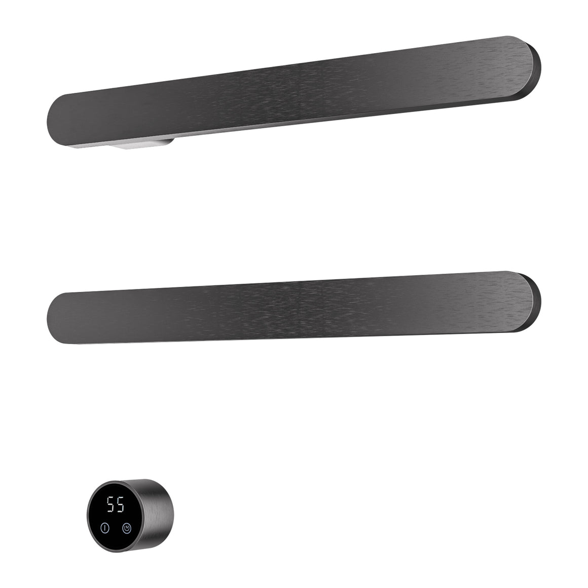 Hotbath &More elektrische handdoekwarmer Soft Square horizontaal Geborsteld gunmetal PVD 50 cm 2 rails productfoto
