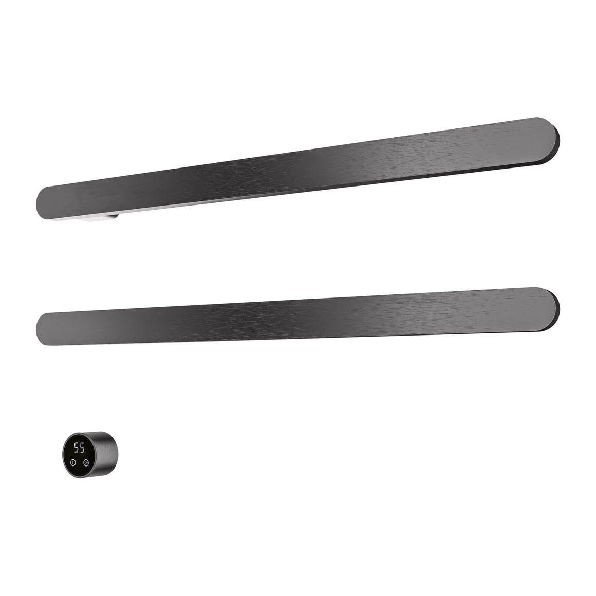 Hotbath &More elektrische handdoekwarmer Soft Square horizontaal Geborsteld gunmetal PVD 80 cm 2 rails productfoto