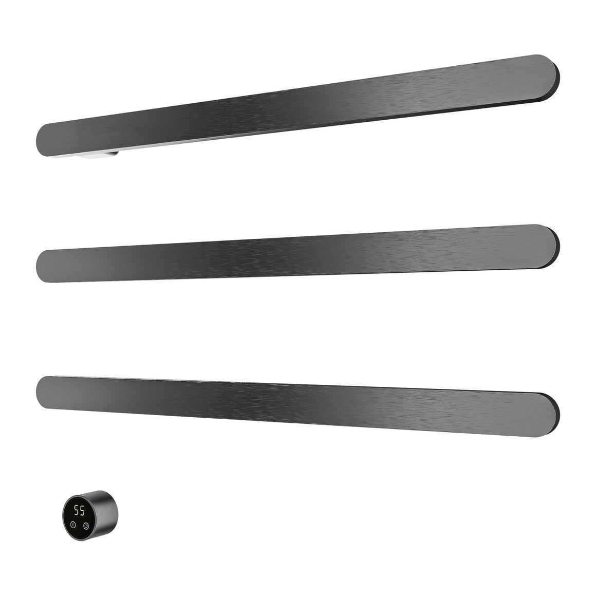 Hotbath &More elektrische handdoekwarmer Soft Square horizontaal Geborsteld gunmetal PVD 80 cm 3 rails productfoto