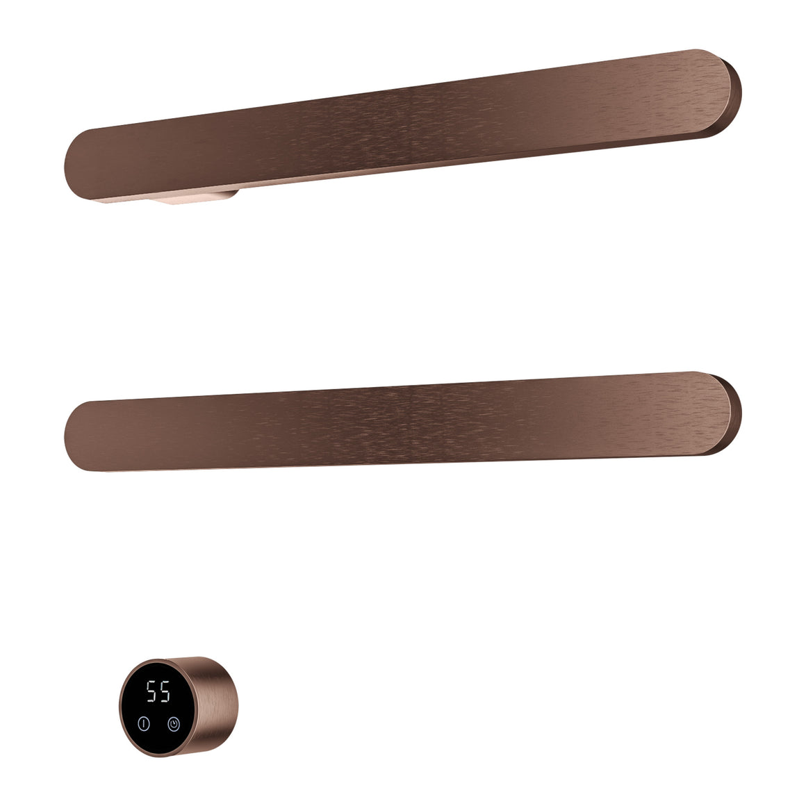 Hotbath &More elektrische handdoekwarmer Soft Square horizontaal Geborsteld koper PVD 50 cm 2 rails productfoto
