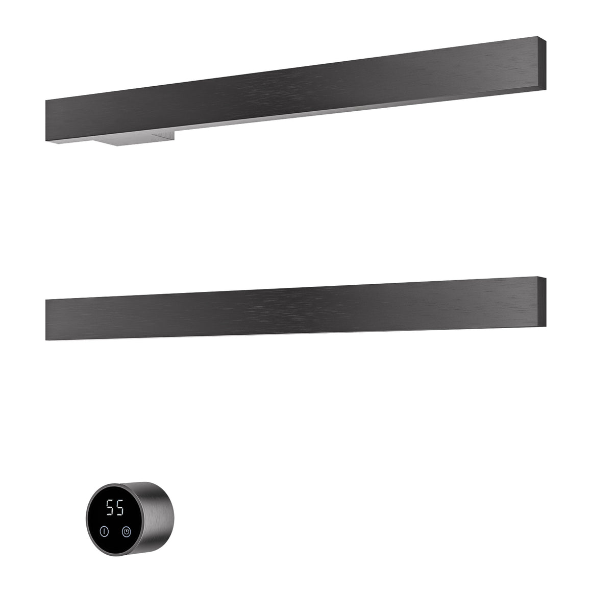 Hotbath &More elektrische handdoekwarmer Square horizontaal Geborsteld gunmetal PVD 50 cm 2 rails productfoto