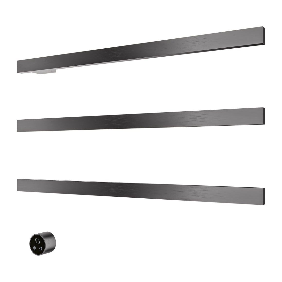 Hotbath &More elektrische handdoekwarmer Square horizontaal Geborsteld gunmetal PVD 80 cm 3 rails productfoto