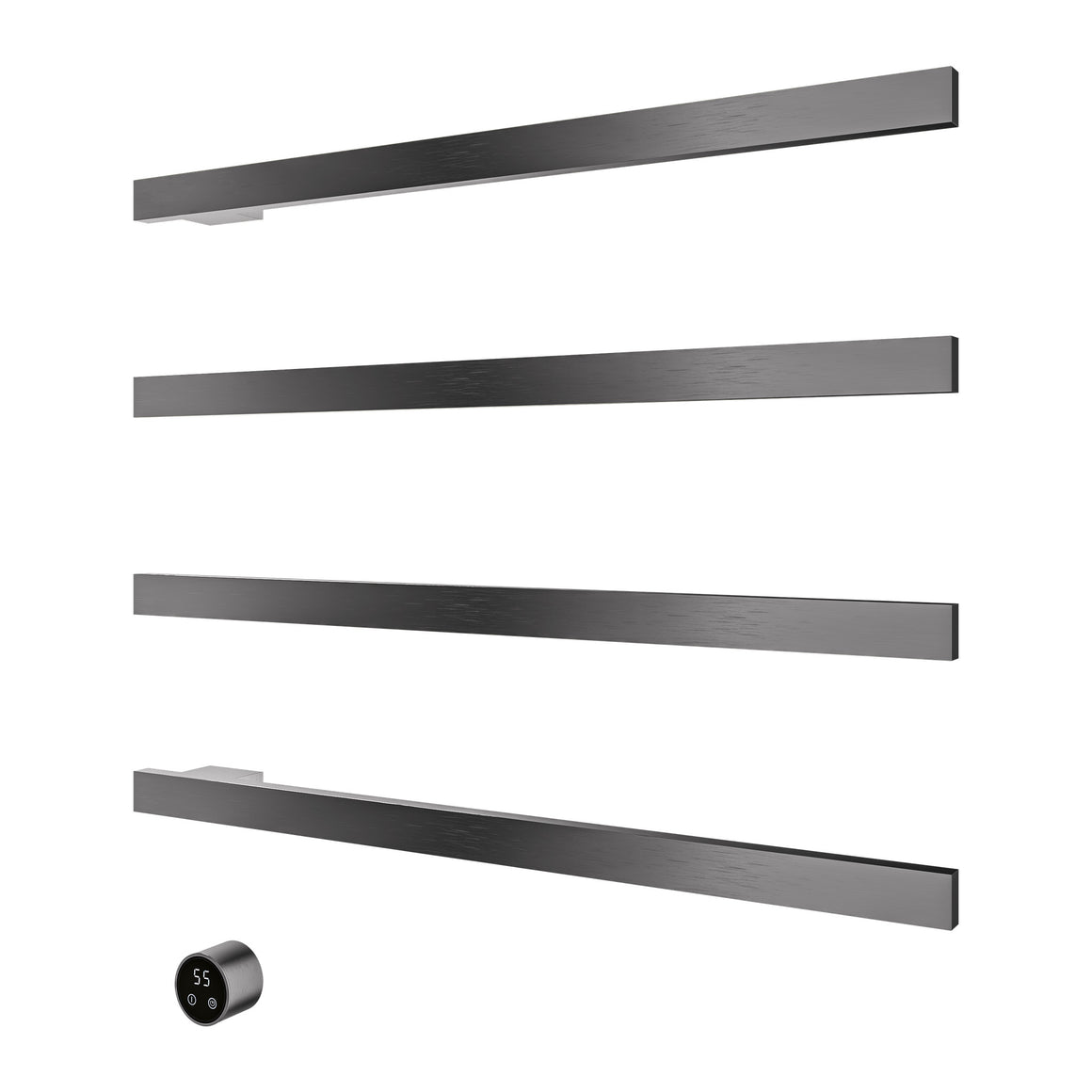 Hotbath &More elektrische handdoekwarmer Square horizontaal Geborsteld gunmetal PVD 80 cm 4 rails productfoto