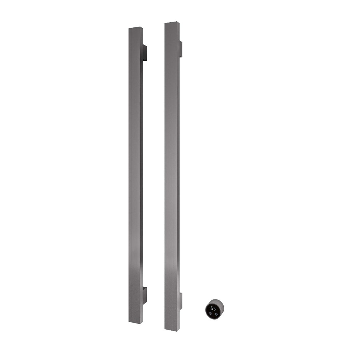 Hotbath &More elektrische handdoekwarmer Square verticaal 135 cm Geborsteld gunmetal PVD 2 rails productfoto