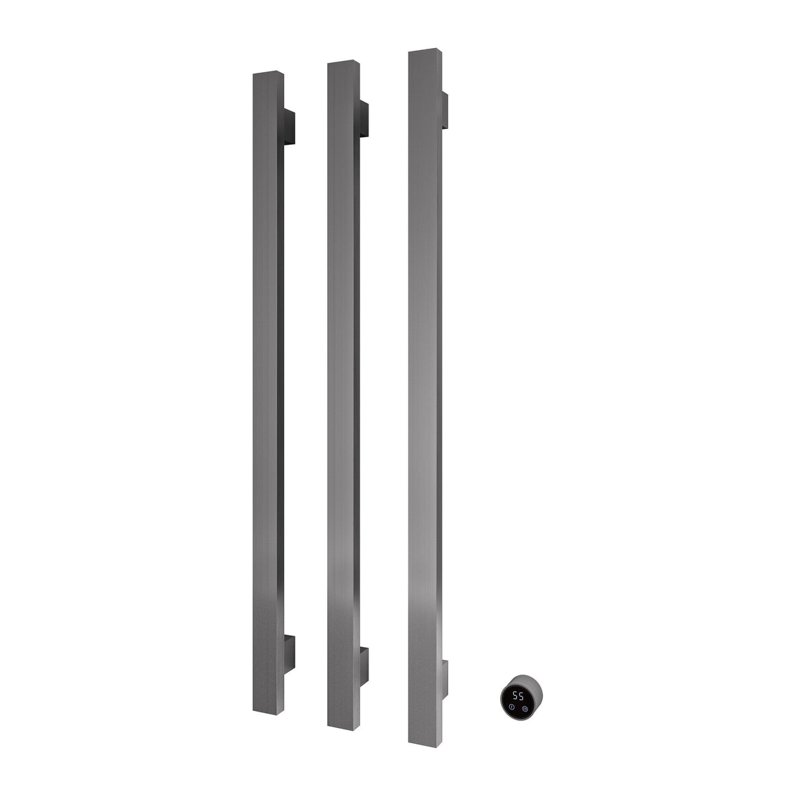 Hotbath &More elektrische handdoekwarmer Square verticaal 135 cm Geborsteld gunmetal PVD 3 rails productfoto