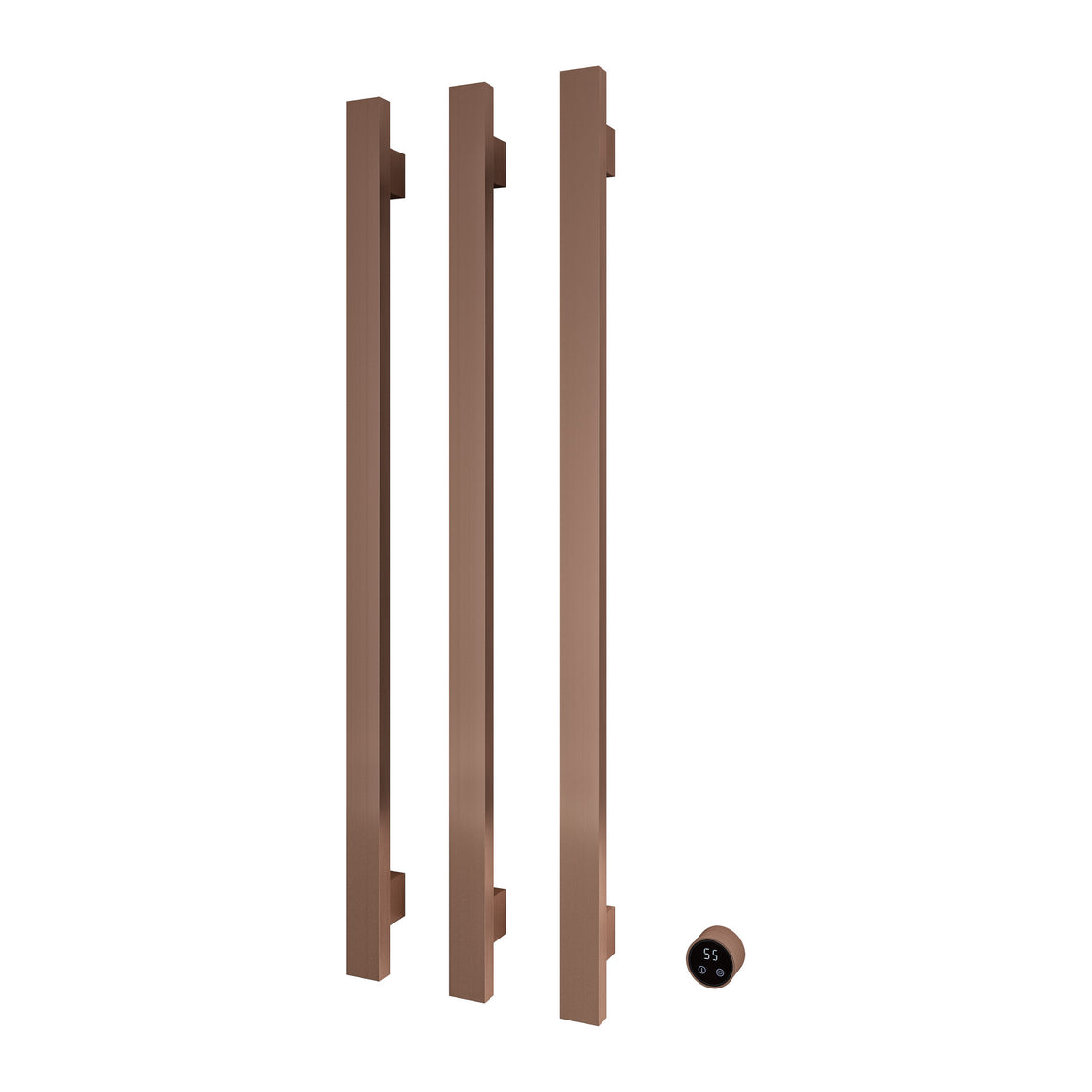 Hotbath &More elektrische handdoekwarmer Square verticaal 135 cm Geborsteld koper PVD 3 rails productfoto