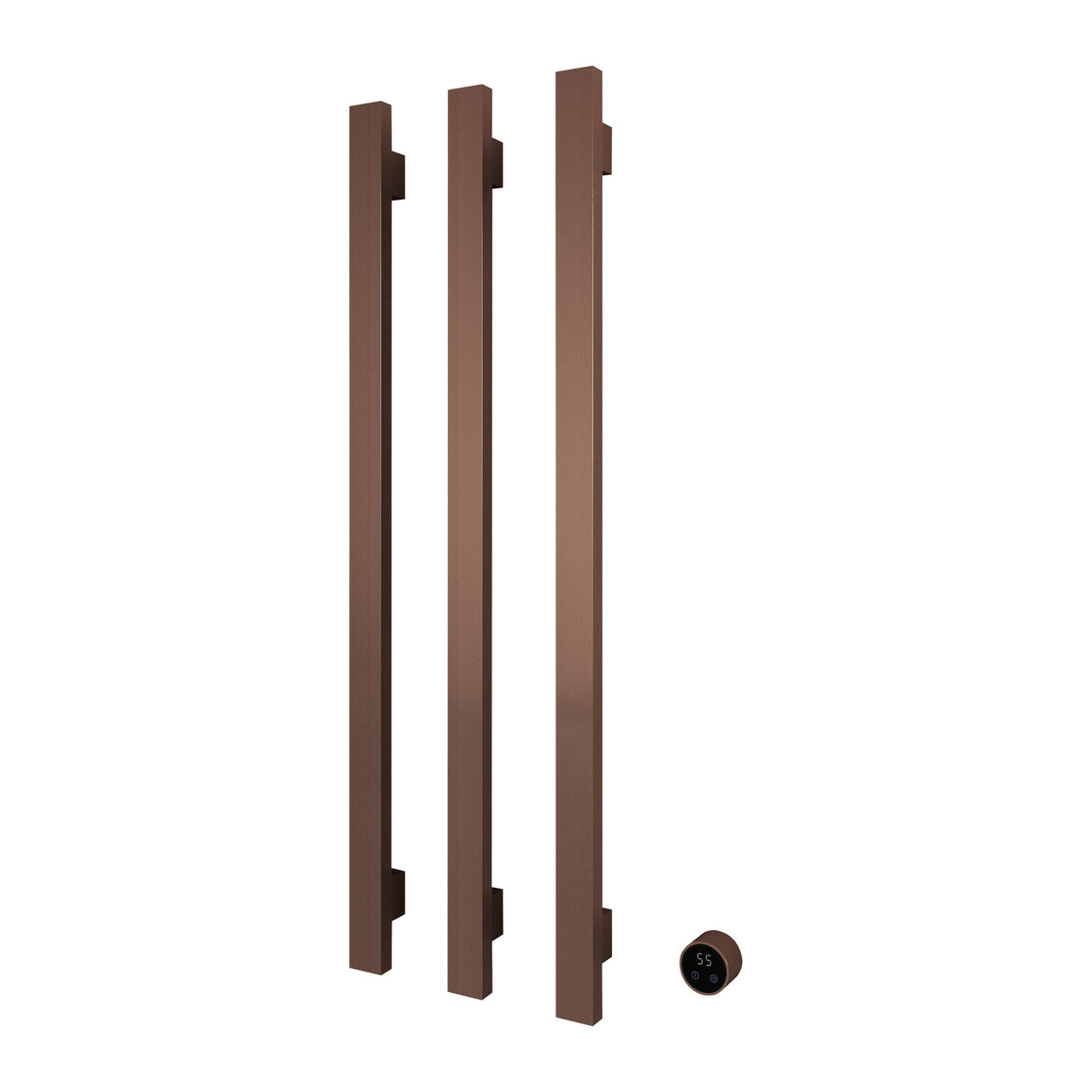 Hotbath &More elektrische handdoekwarmer Square verticaal 135 cm Geborsteld koper PVD 3 rails productfoto