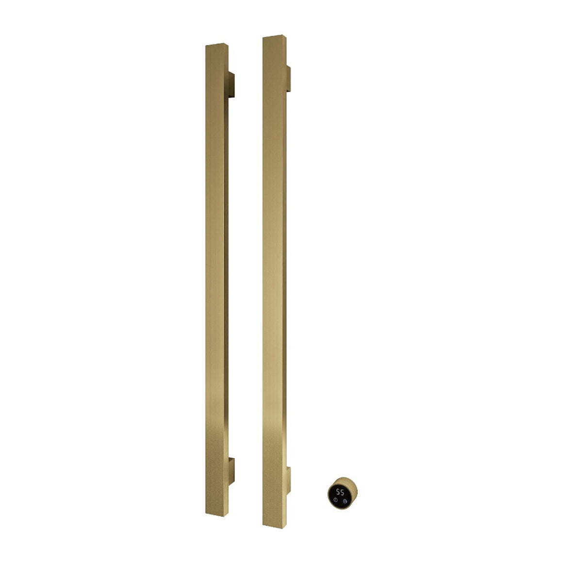 Hotbath &More elektrische handdoekwarmer Square verticaal 135 cm Geborsteld messing PVD 2 rails productfoto