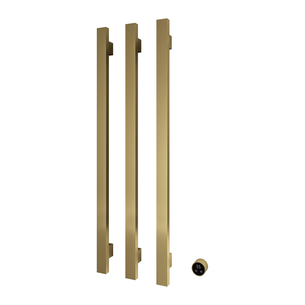 Hotbath &More elektrische handdoekwarmer Square verticaal 135 cm Geborsteld messing PVD 3 rails productfoto