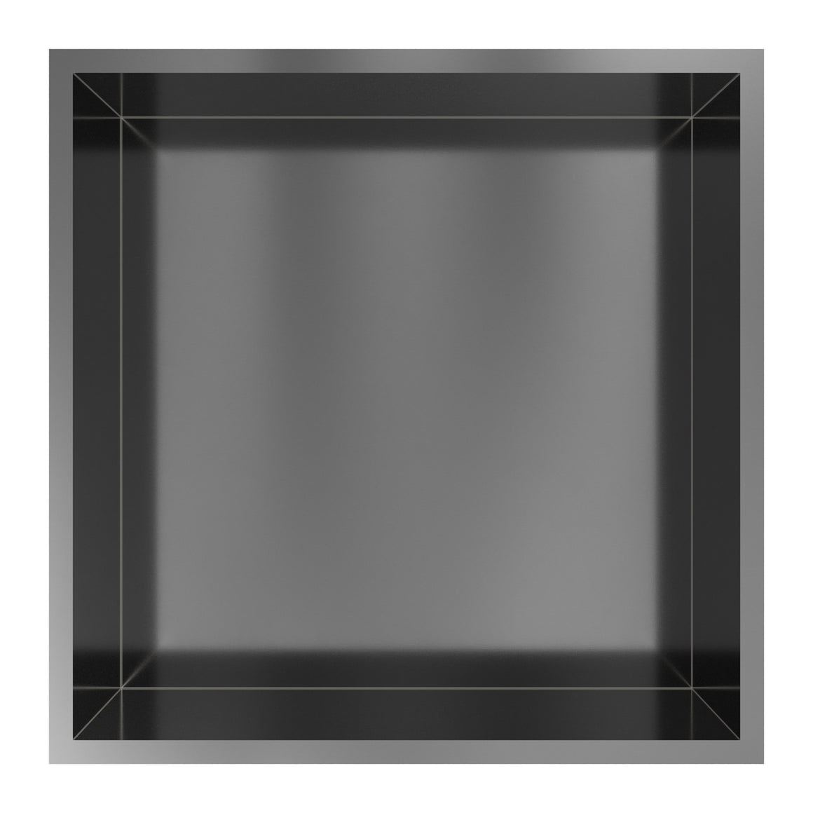 Hotbath &More inbouwnis 10 cm diep Geborsteld gunmetal PVD 30x30x10 cm Met rand productfoto