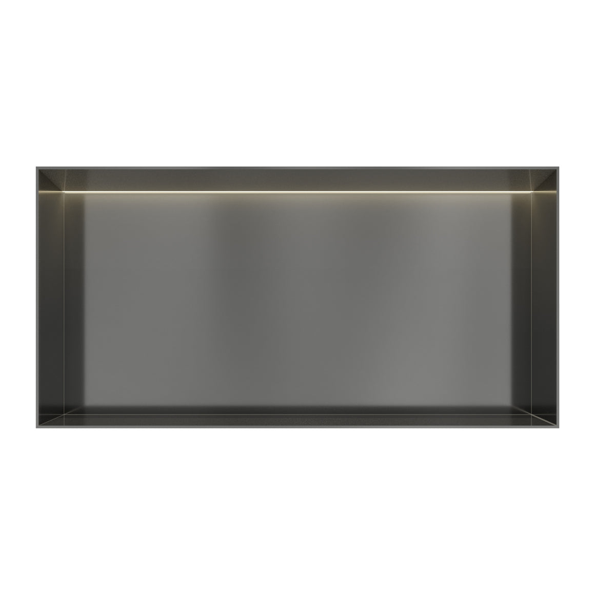 Hotbath &More inbouwnis 10 cm diep Geborsteld gunmetal PVD 30x60x10 cm Frameless met LED productfoto