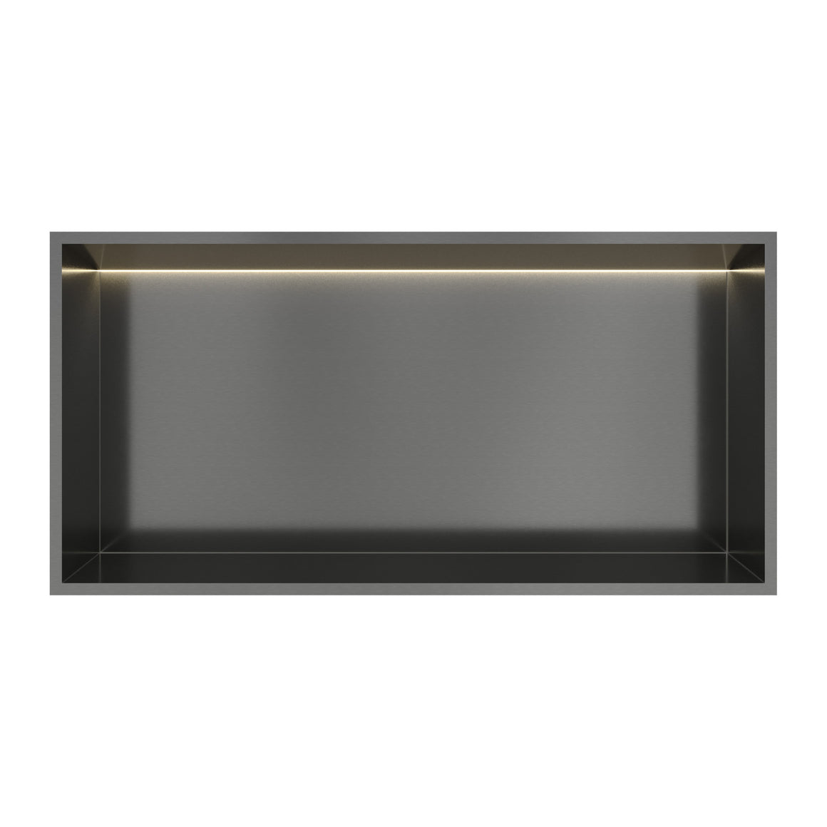 Hotbath &More inbouwnis 10 cm diep Geborsteld gunmetal PVD 30x60x10 cm Met rand en LED productfoto