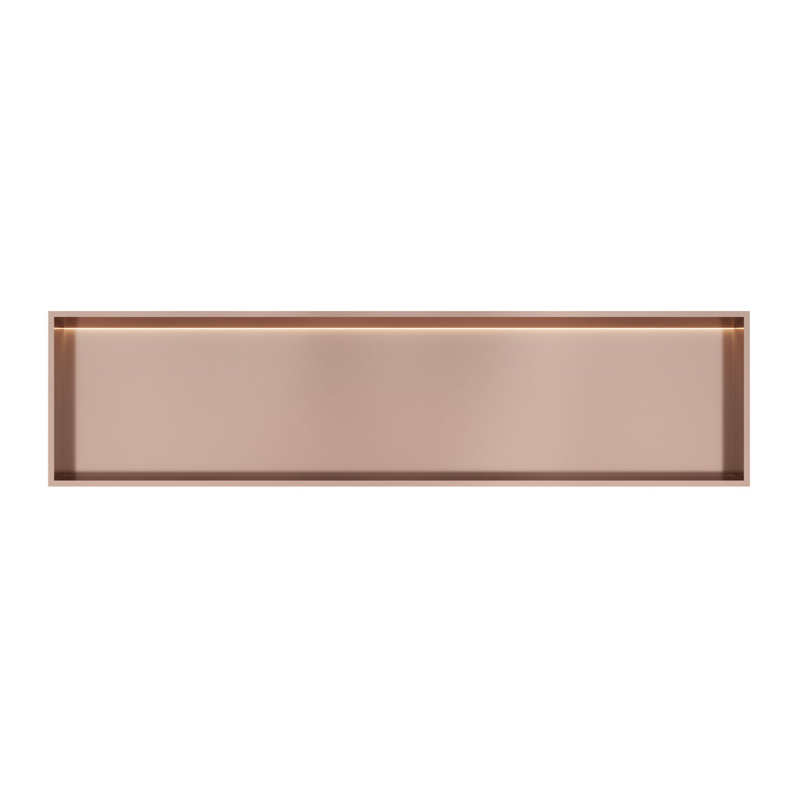 Hotbath &More inbouwnis 10 cm diep Geborsteld koper PVD 30x120x10 cm Met rand en LED productfoto