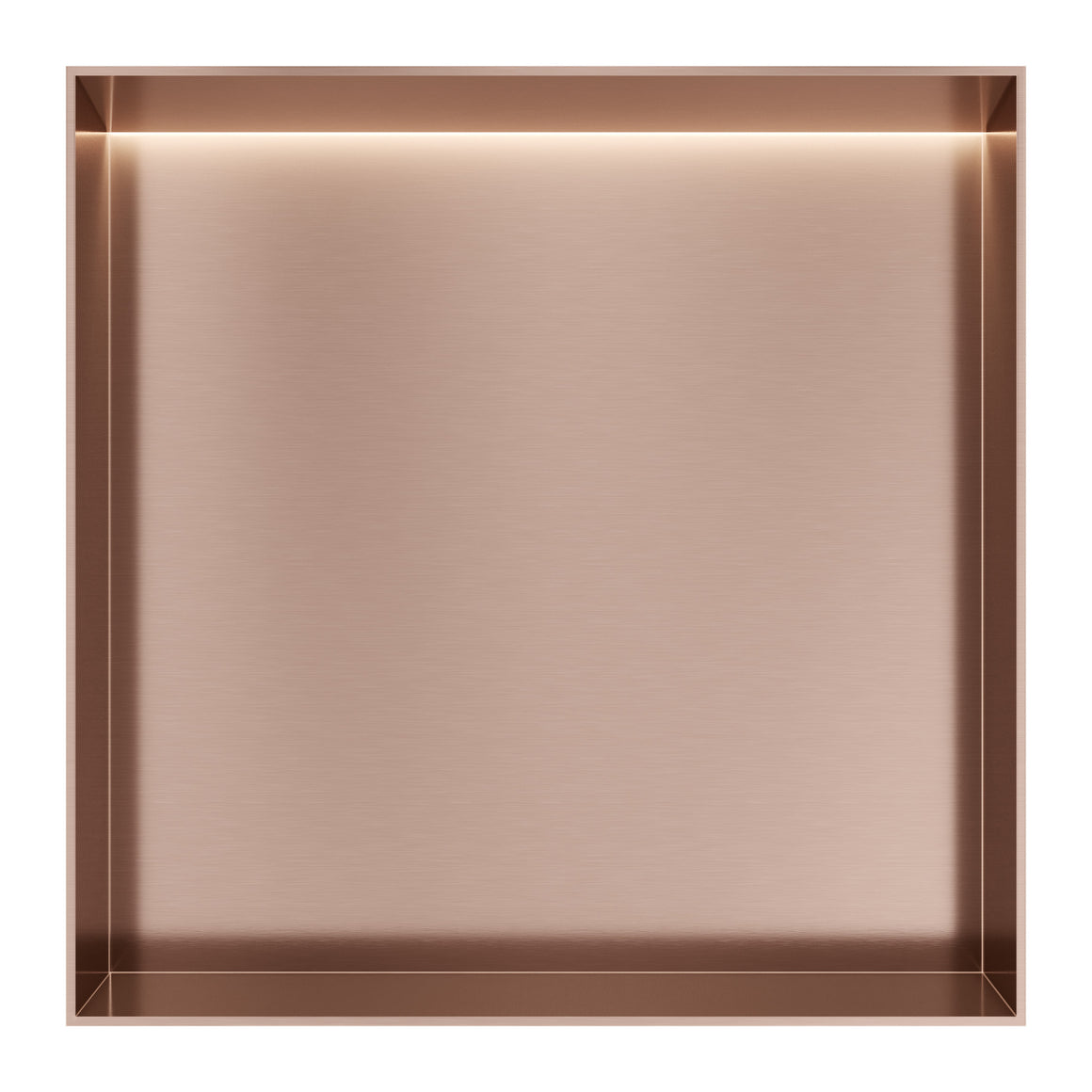 Hotbath &More inbouwnis 10 cm diep Geborsteld koper PVD 30x30x10 cm Frameless met LED productfoto