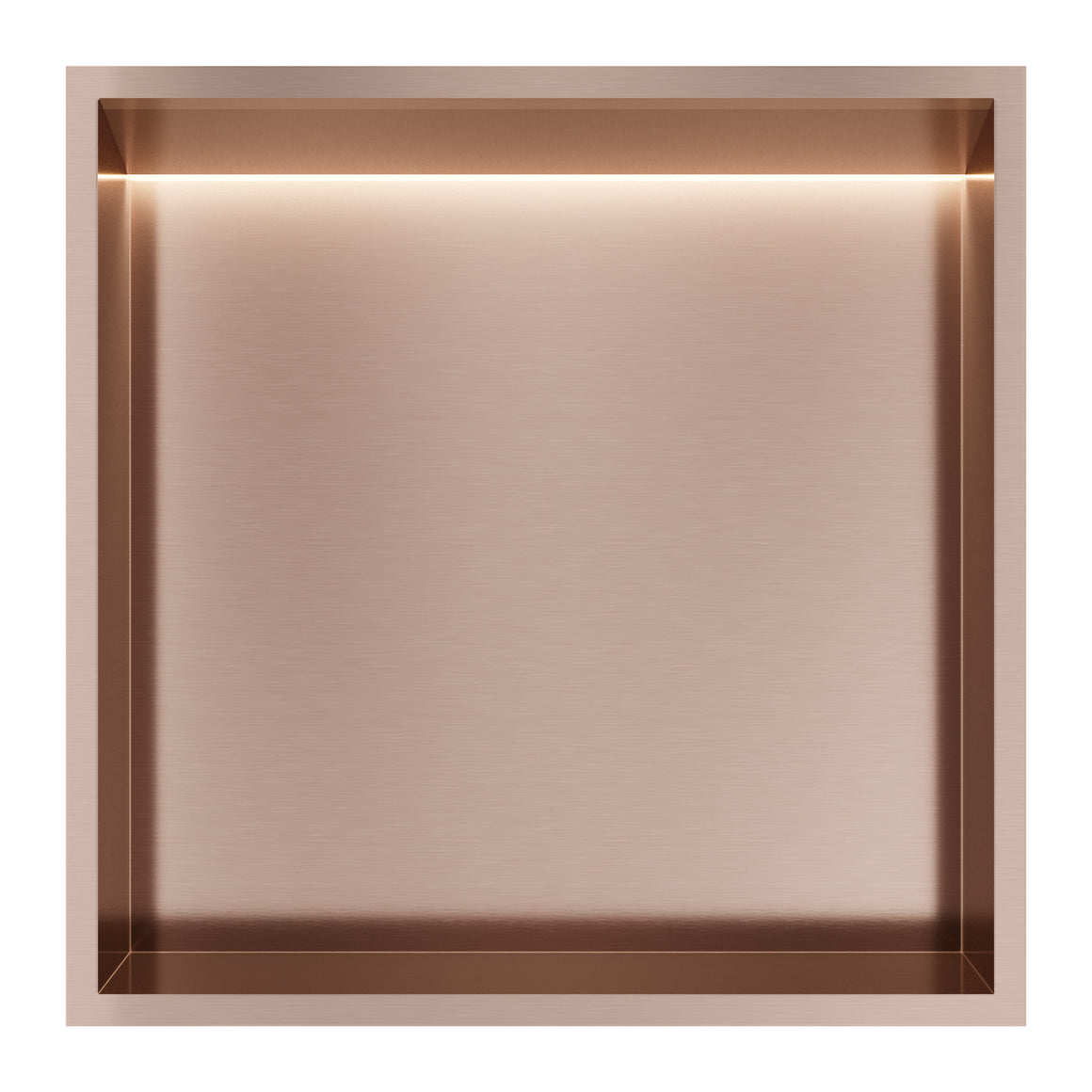 Hotbath &More inbouwnis 10 cm diep Geborsteld koper PVD 30x30x10 cm Met rand en LED productfoto