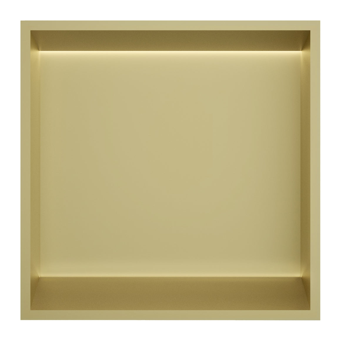 Hotbath &More inbouwnis 10 cm diep Geborsteld messing PVD 30x30x10 cm Met rand en LED productfoto