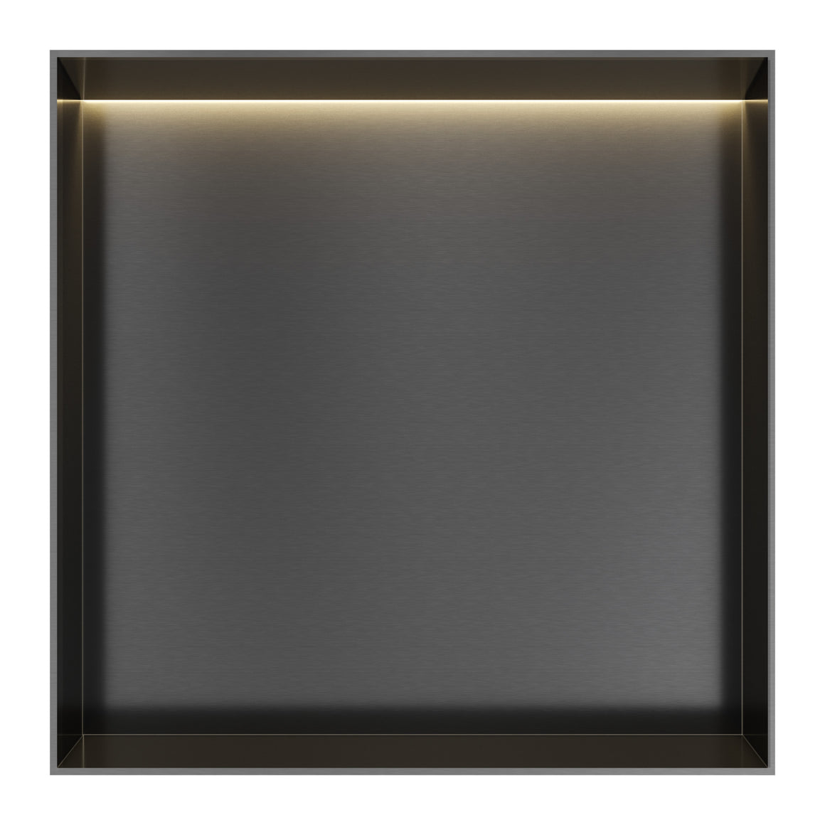 Hotbath &More inbouwnis 10 cm diep Geborsteld zwart PVD 30x30x10 cm Frameless met LED productfoto