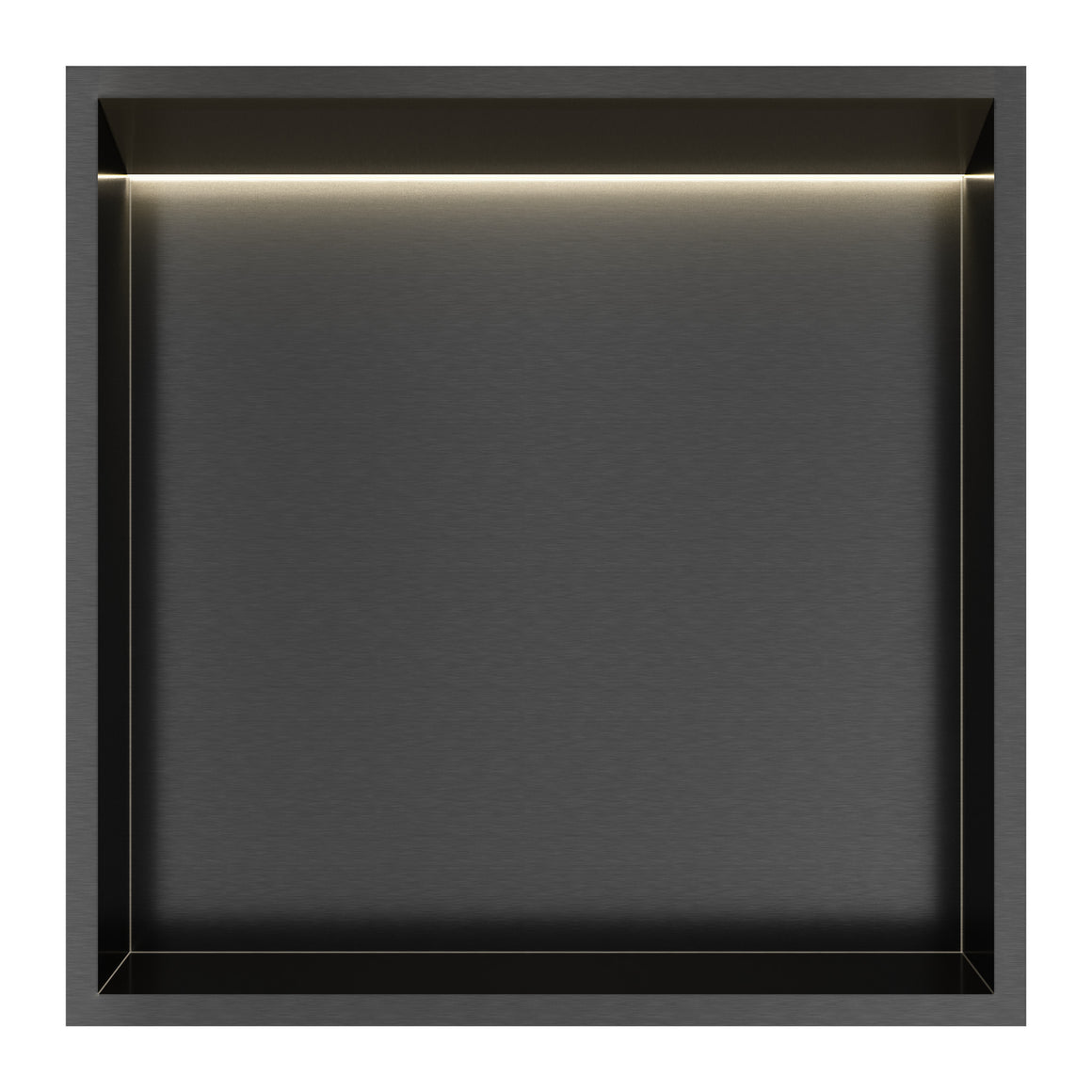 Hotbath &More inbouwnis 10 cm diep Geborsteld zwart PVD 30x30x10 cm Met rand en LED productfoto