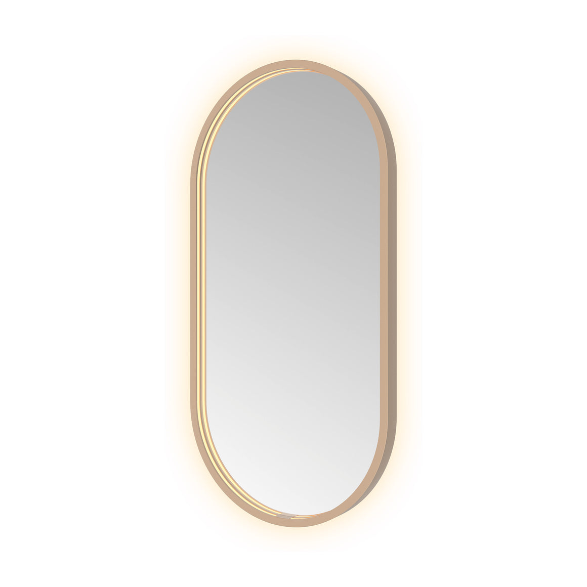 Hotbath &More Oval spiegel met LED-verlichting en spiegelverwarming Geborsteld koper PVD 40x80 cm productfoto