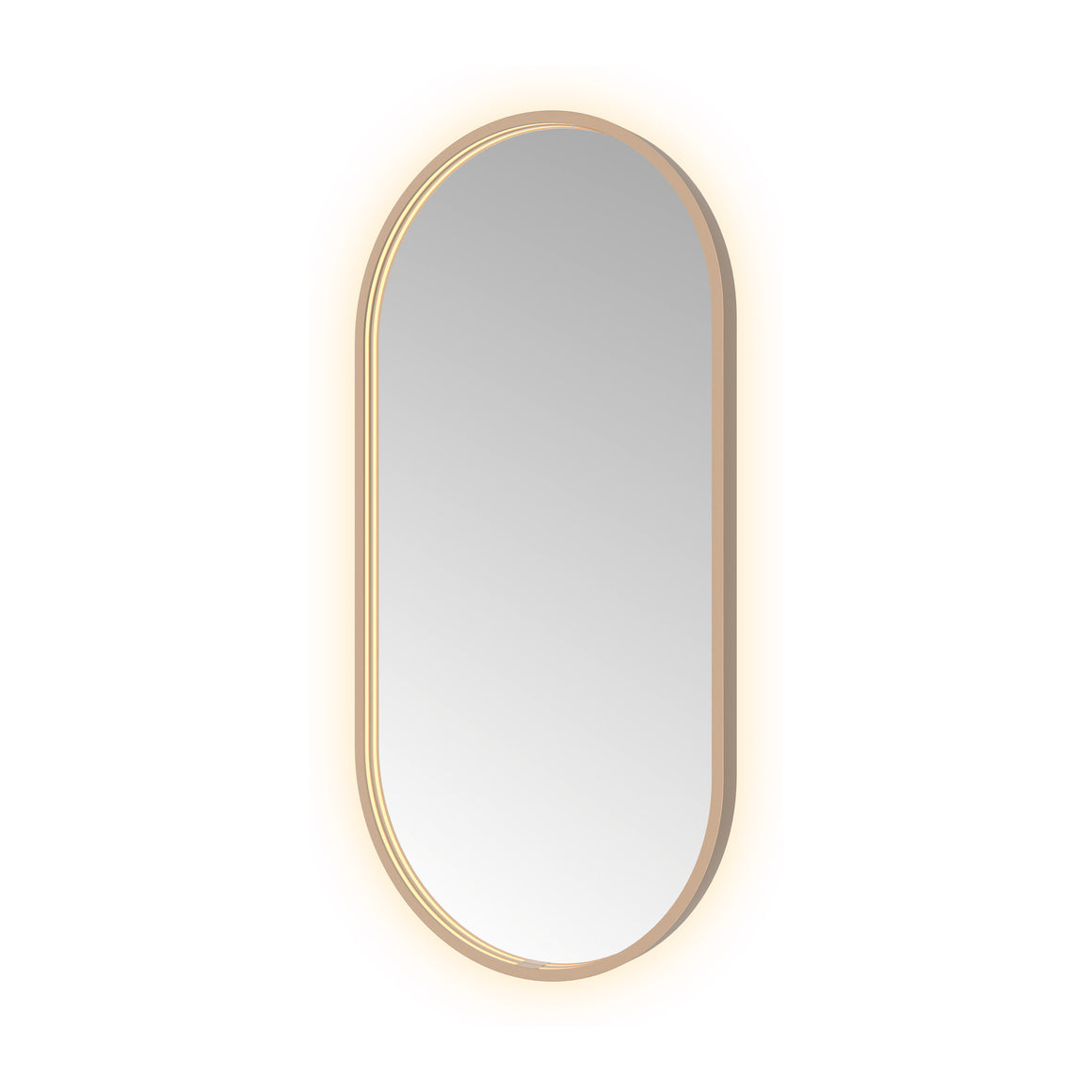 Hotbath &More Oval spiegel met LED-verlichting en spiegelverwarming Geborsteld koper PVD 50x100 cm productfoto