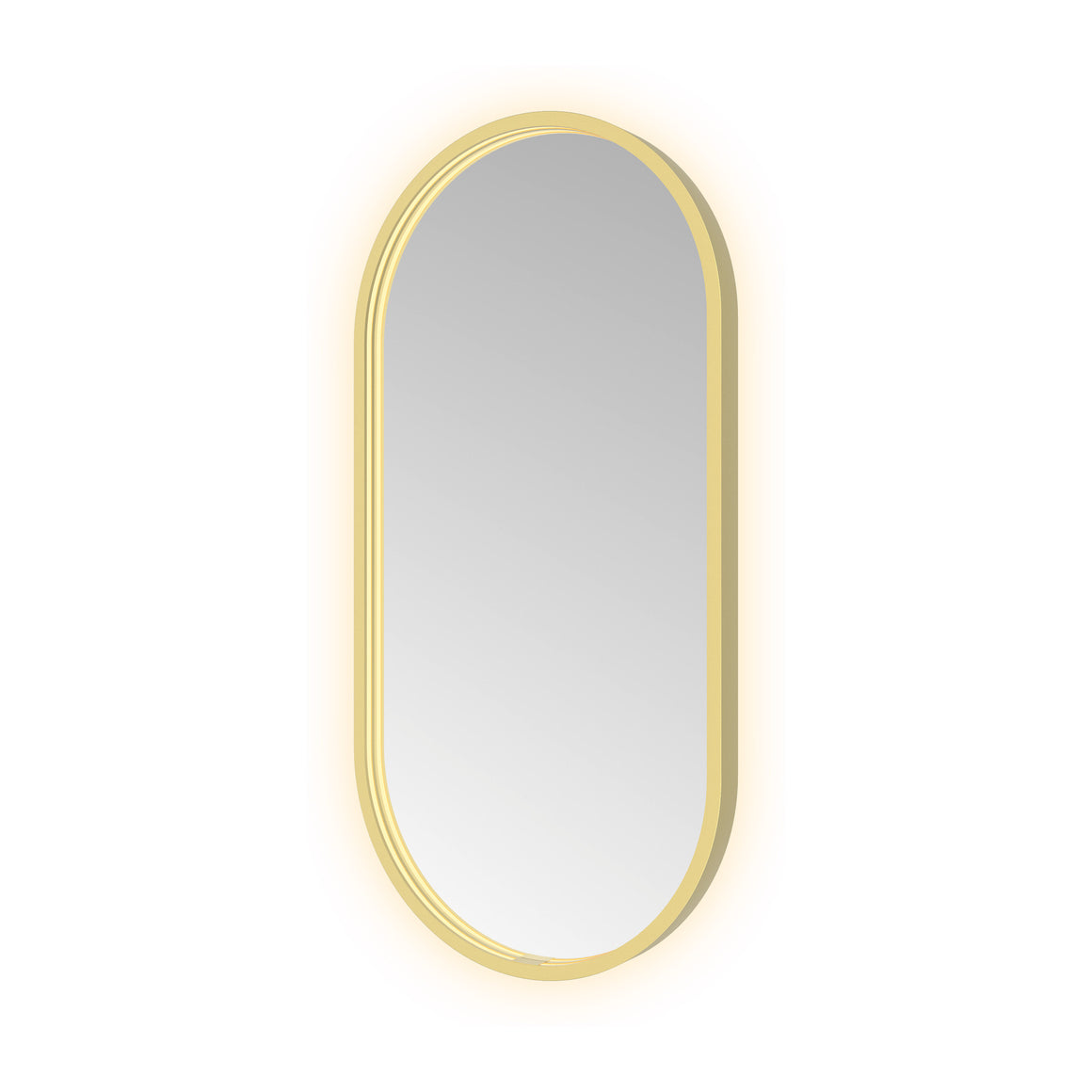 Hotbath &More Oval spiegel met LED-verlichting en spiegelverwarming Geborsteld messing PVD 40x80 cm productfoto
