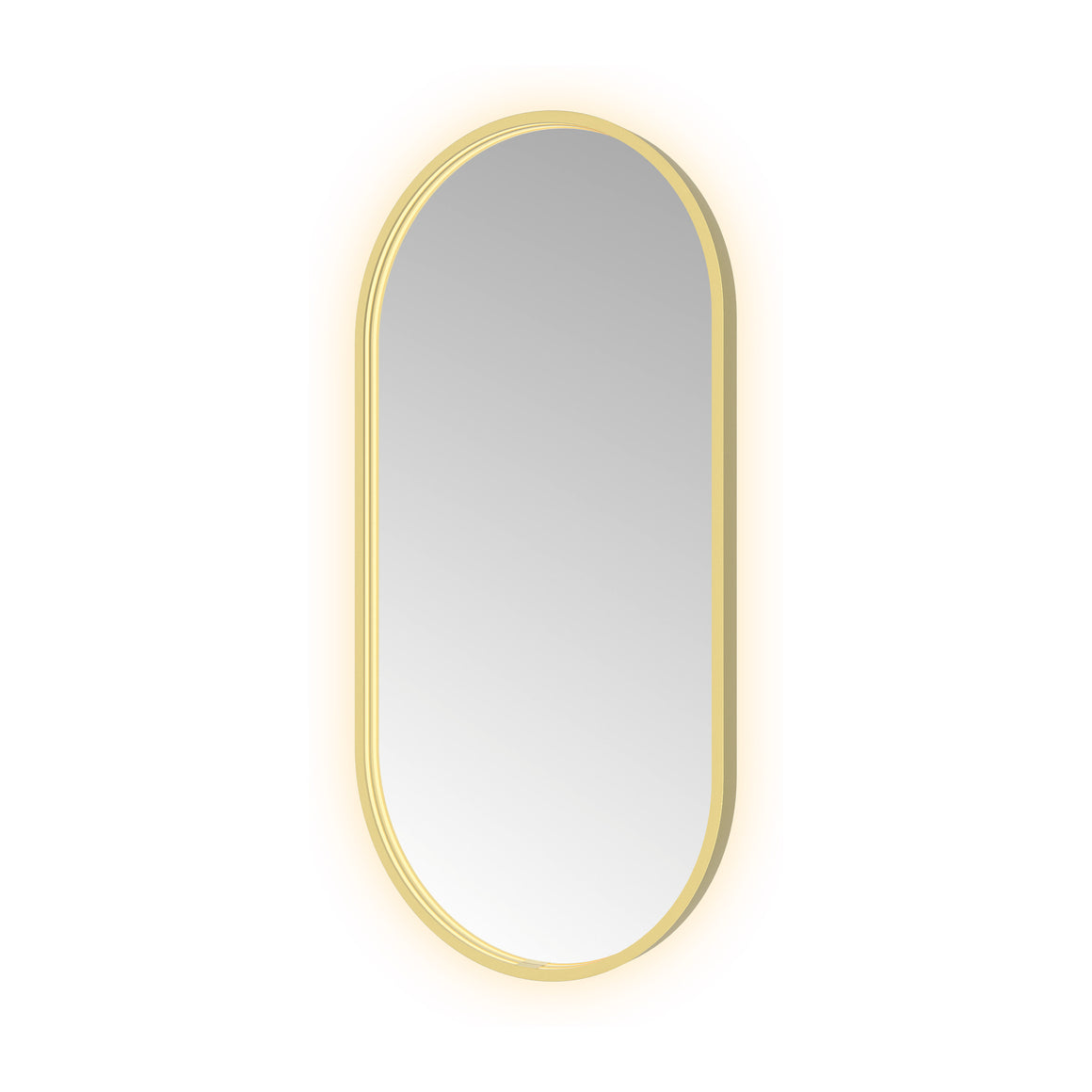 Hotbath &More Oval spiegel met LED-verlichting en spiegelverwarming Geborsteld messing PVD 50x100 cm productfoto