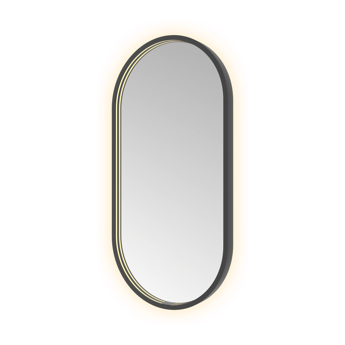 Hotbath &More Oval spiegel met LED-verlichting en spiegelverwarming Geborsteld zwart PVD 40x80 cm productfoto