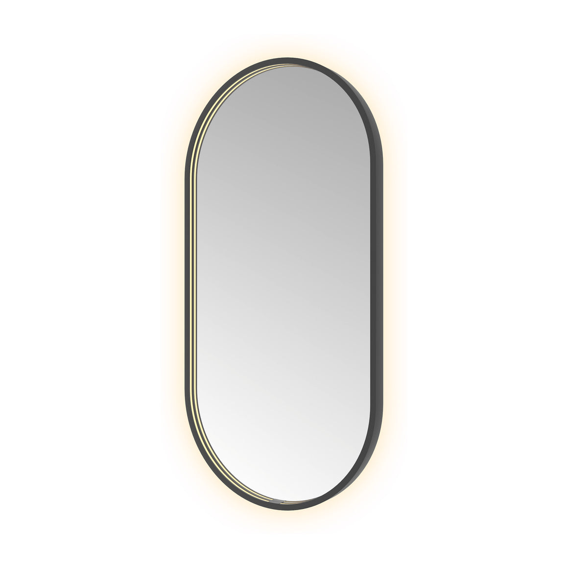 Hotbath &More Oval spiegel met LED-verlichting en spiegelverwarming Geborsteld zwart PVD 50x100 cm productfoto