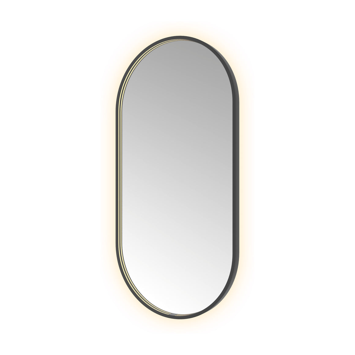 Hotbath &More Oval spiegel met LED-verlichting en spiegelverwarming Geborsteld zwart PVD 60x120 cm productfoto