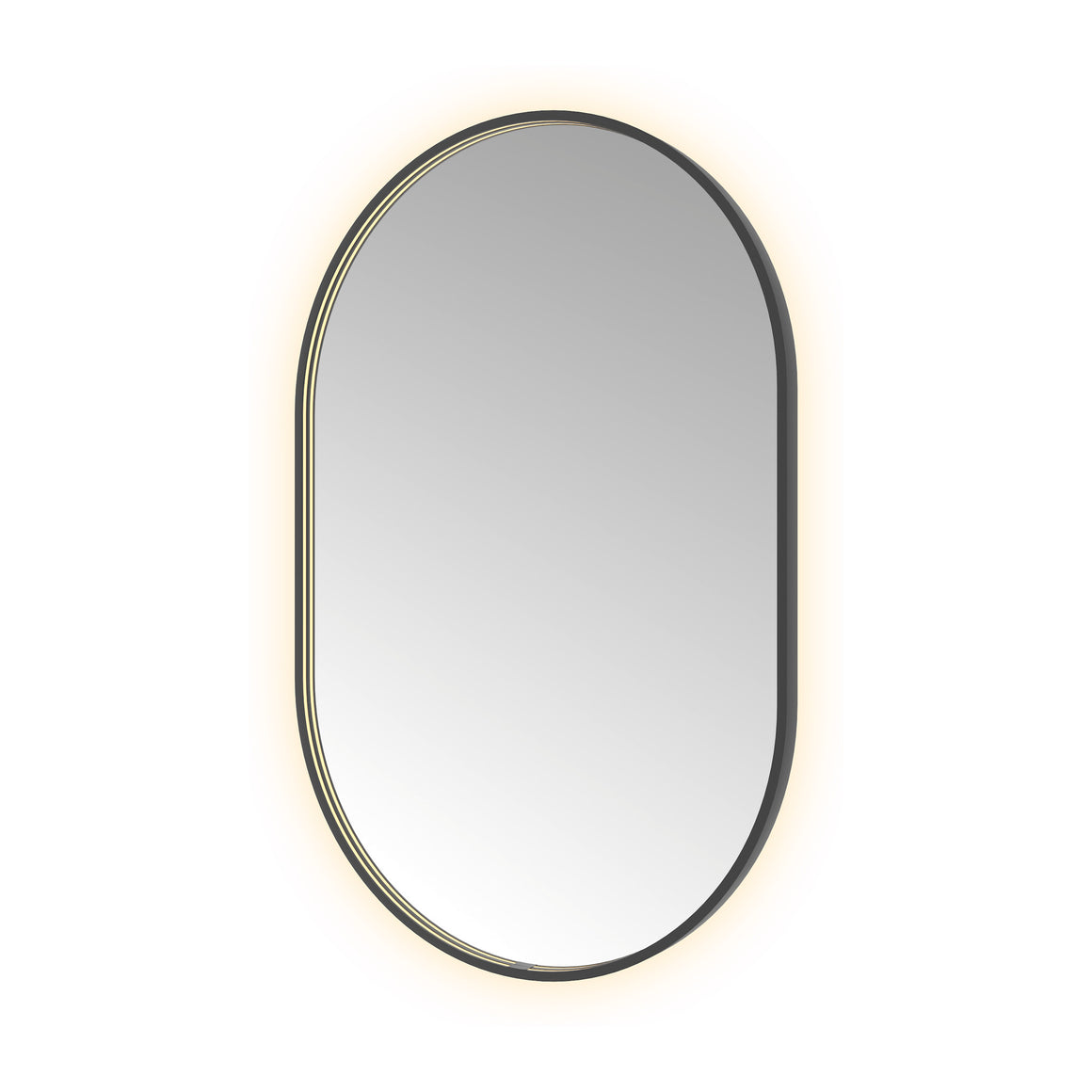 Hotbath &More Oval spiegel met LED-verlichting en spiegelverwarming Geborsteld zwart PVD 80x120 cm productfoto