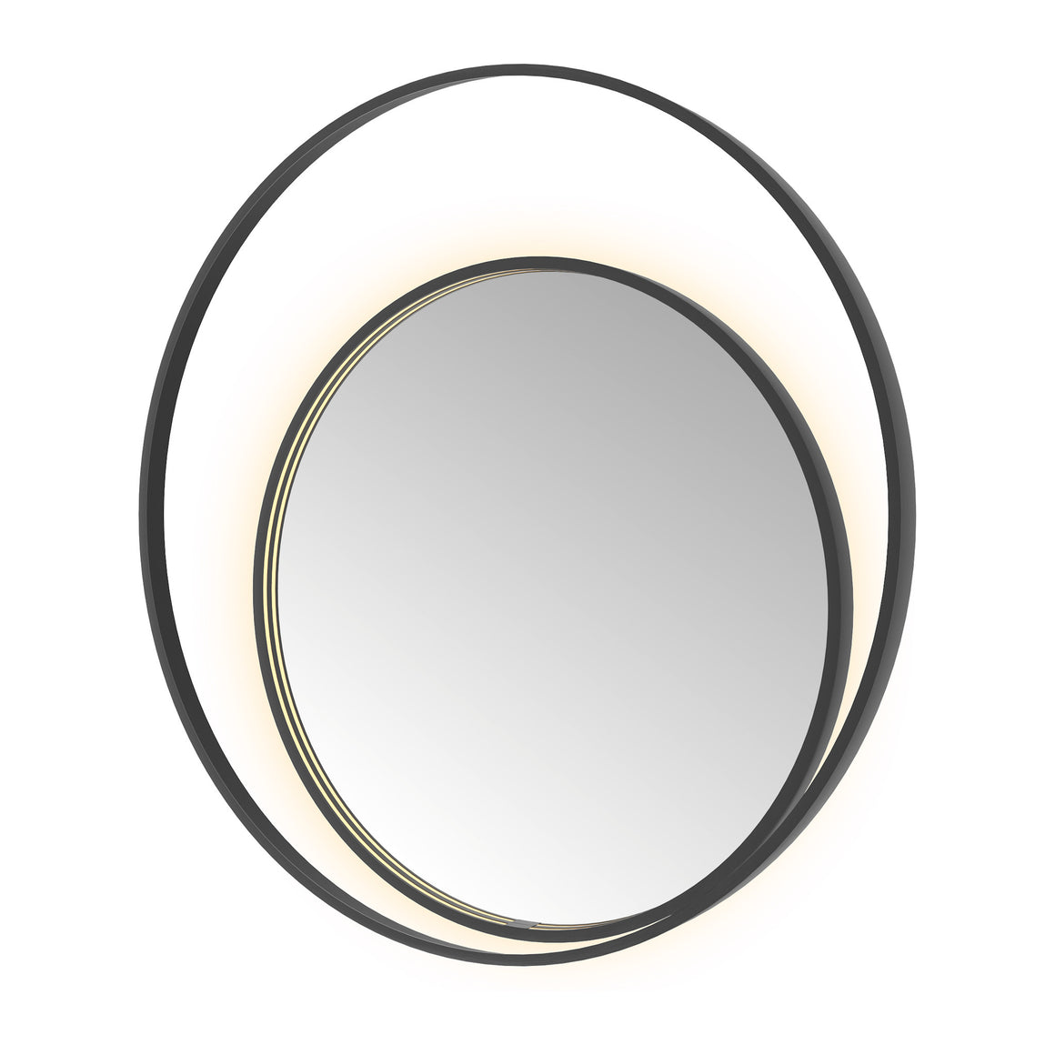 Hotbath &More Round 2 spiegel met LED-verlichting en spiegelverwarming Geborsteld zwart PVD 100x100 cm productfoto