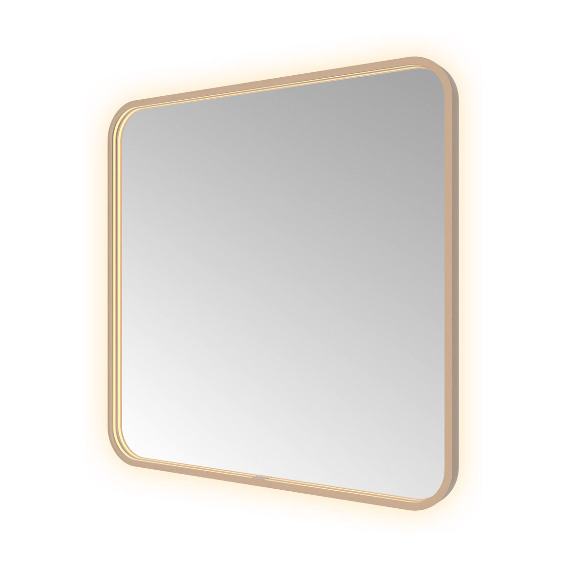 Hotbath &More Soft Square spiegel met LED-verlichting en spiegelverwarming Geborsteld koper PVD 80x80 cm productfoto